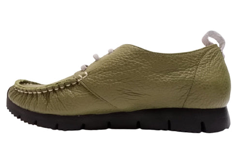 【arui_toe 3955BL カーキ】本革コンフォートモカシンデッキシューズ